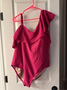 Kona Sol/Target One-Shoulder Ruffle Bodysuit - Fuchsia